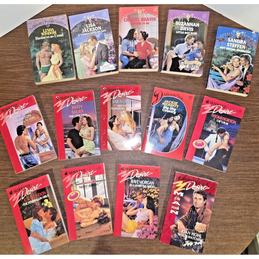 Lot of 14 Silhouette Desire Romance Paperbacks Vintage Love Stories–Romancecore